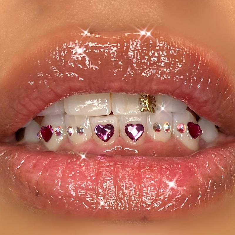 Super Cute Love Heart Shaped Tooth Gem Kit Bling Bling Teeth - Temu